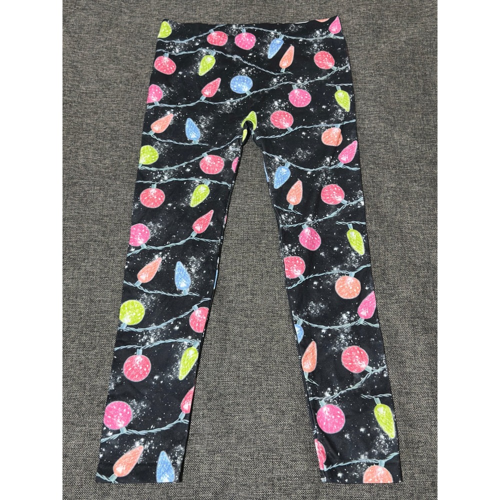 No Boundaries Womens XL Leggings Christmas Lights Black Holiday Festive
